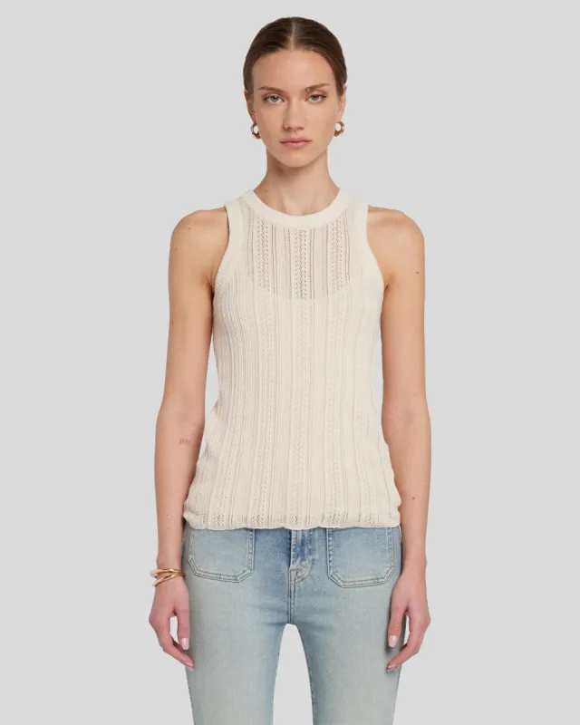 Racer Back Knit Tank in Bone sold by 7 For All Mankind