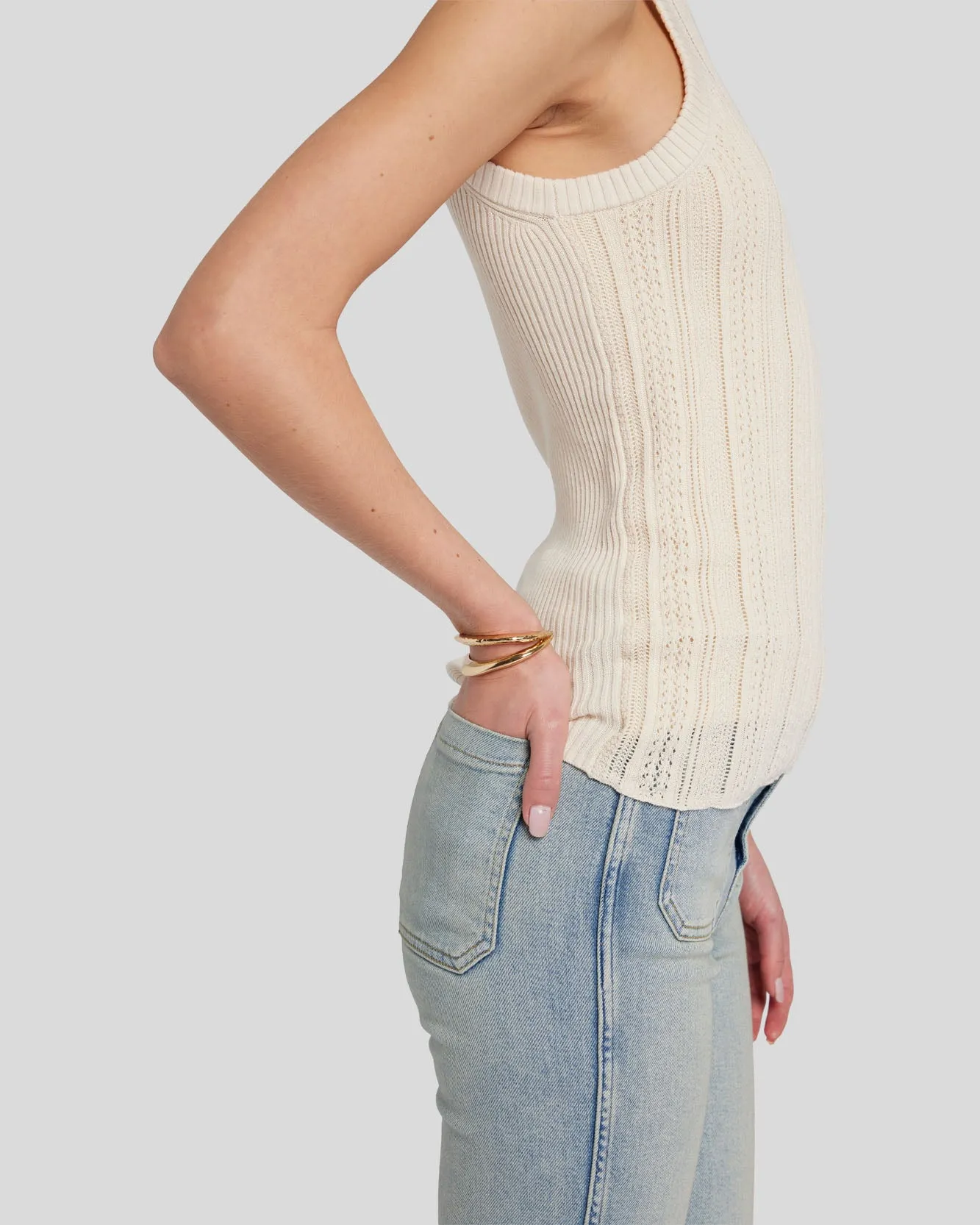 Racer Back Knit Tank in Bone sold by 7 For All Mankind product image thumbnail 5