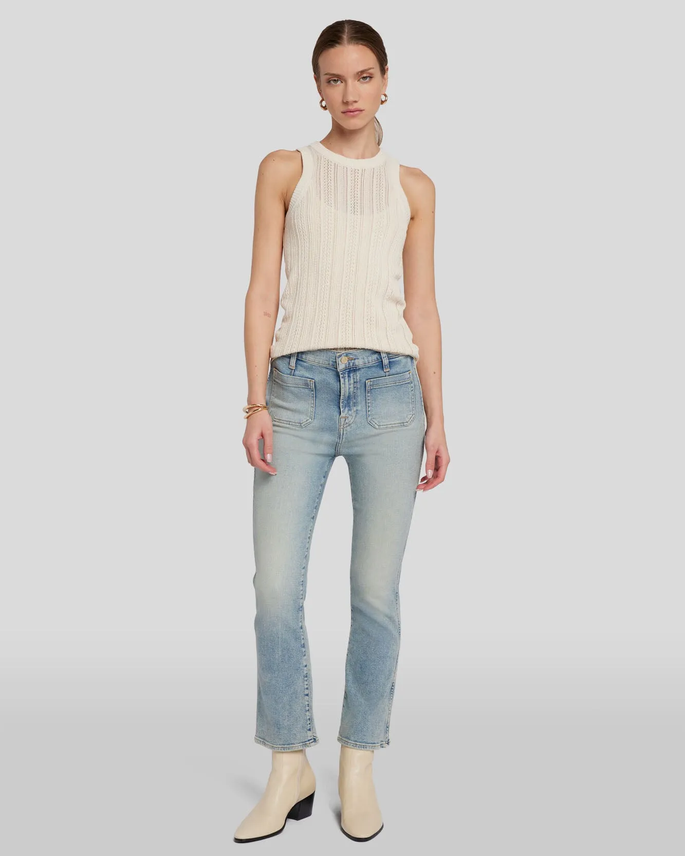 Racer Back Knit Tank in Bone sold by 7 For All Mankind product image thumbnail 2
