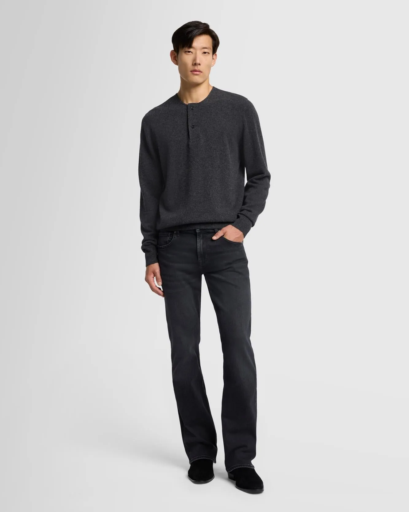 Cashmere Henley Sweater in Dark Grey sold by 7 For All Mankind product image thumbnail 2