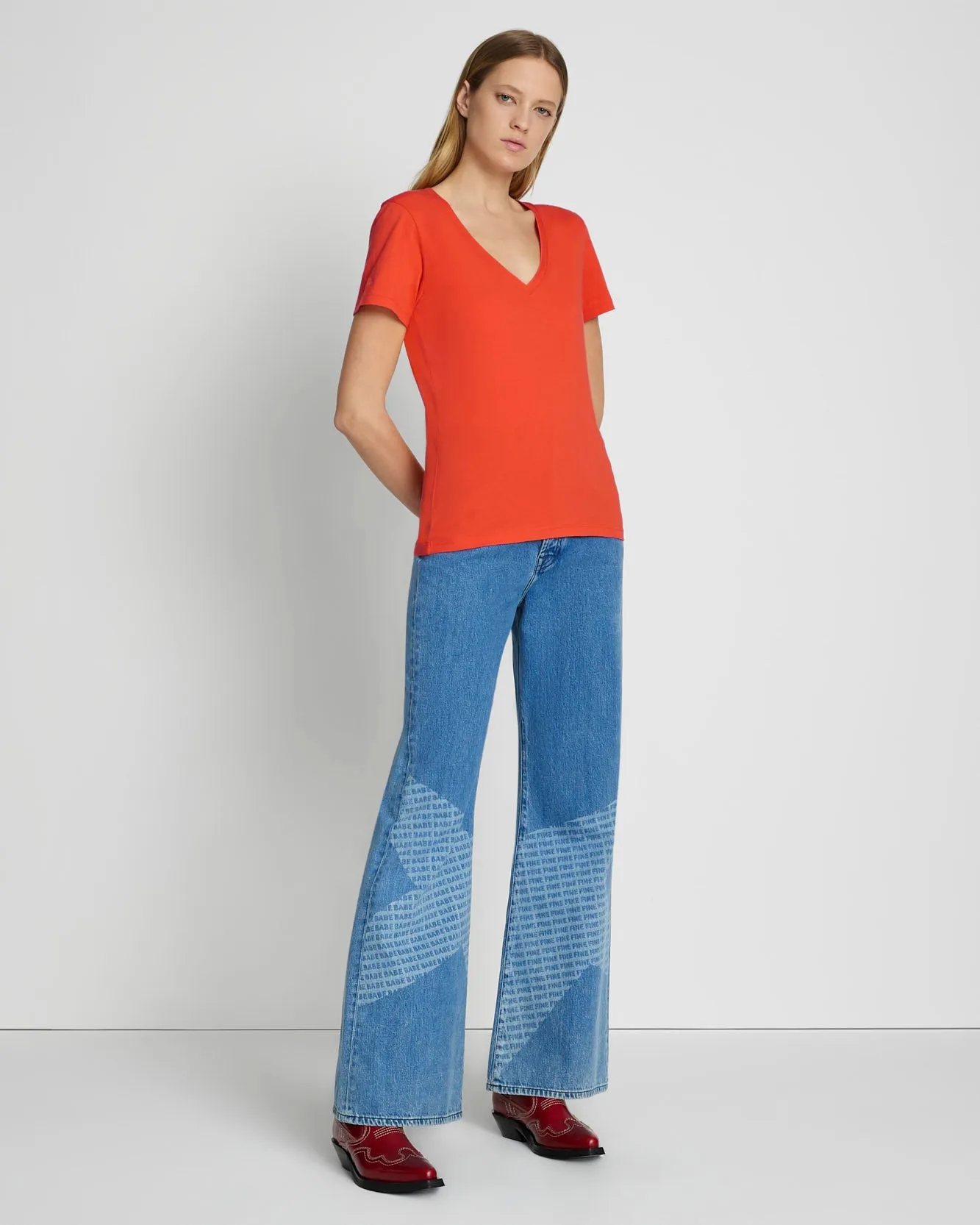 Pima Cotton Easy V-Neck Tee in Koi sold by 7 For All Mankind product image thumbnail 2