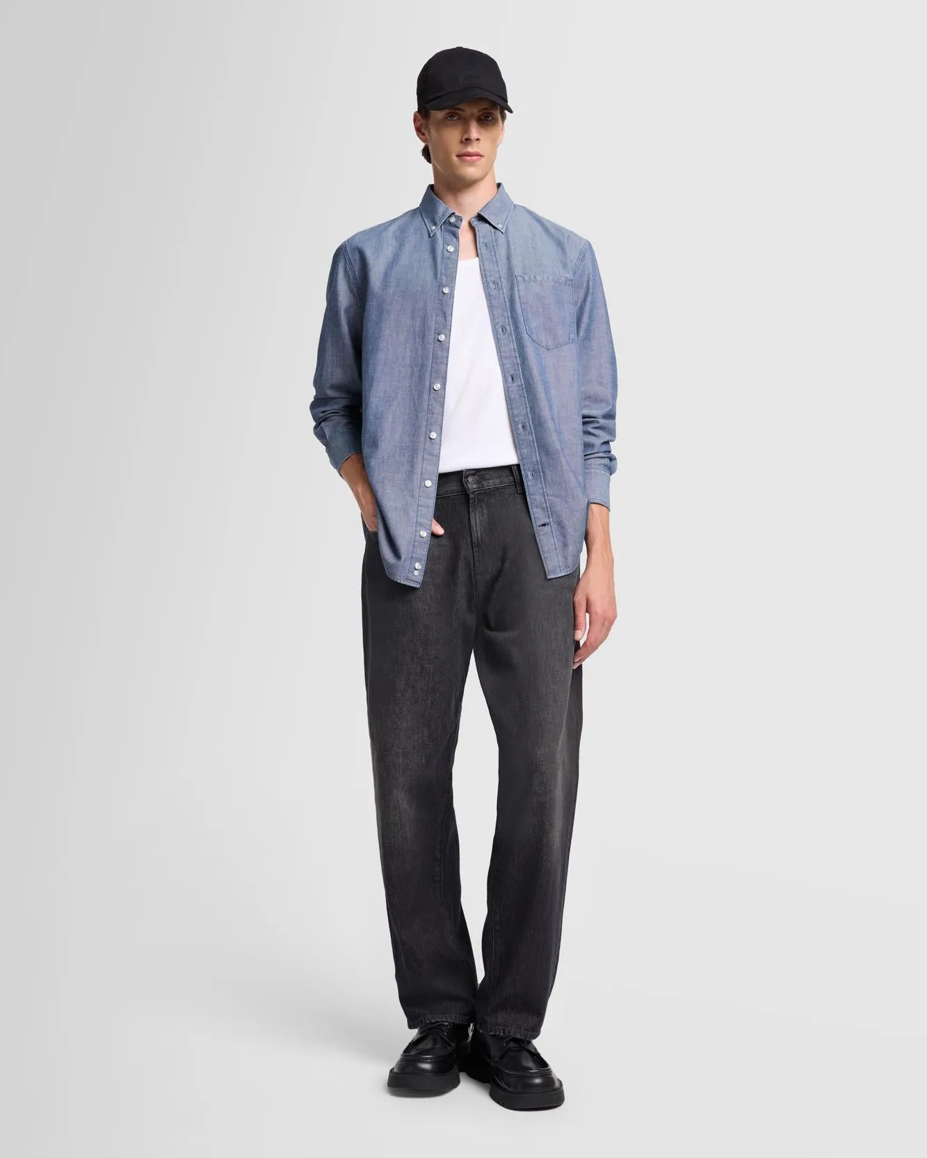 Oxford Button Down Shirt in Chambray sold by 7 For All Mankind product image thumbnail 2