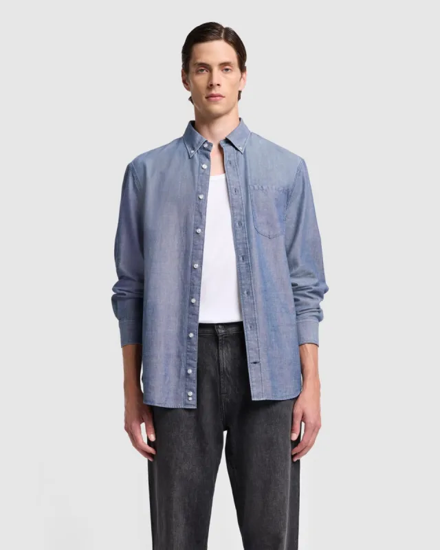 Oxford Button Down Shirt in Chambray sold by 7 For All Mankind