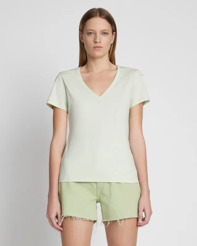 Pima Cotton Easy V-Neck Tee in Seafoam sold by 7 For All Mankind