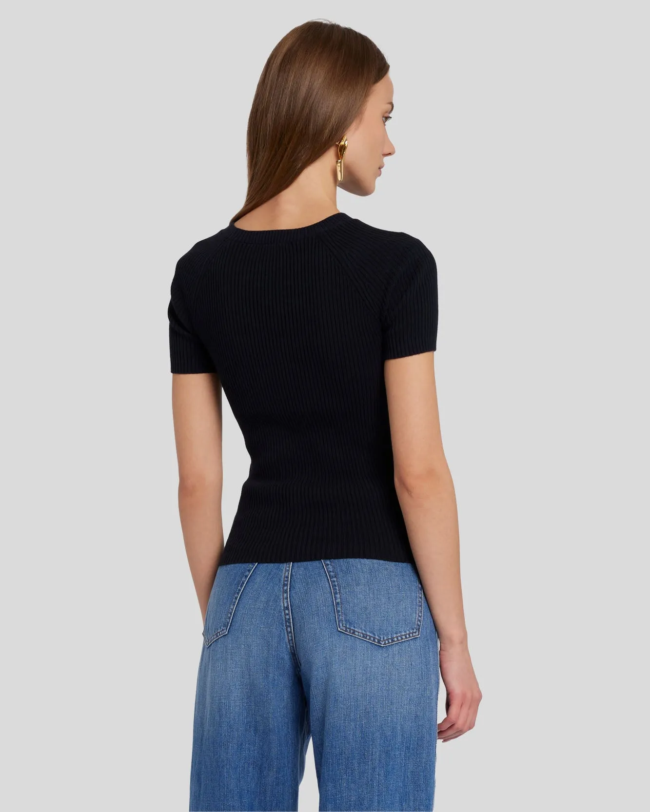 Pointelle Knit Tee in Black sold by 7 For All Mankind product image thumbnail 4