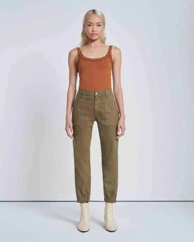Darted Boyfriend Jogger In Coated Olive sold by 7 For All Mankind