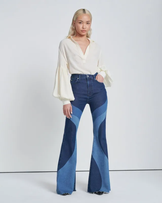 Mega Flare Jean in indigo Swirl Delight sold by 7 For All Mankind