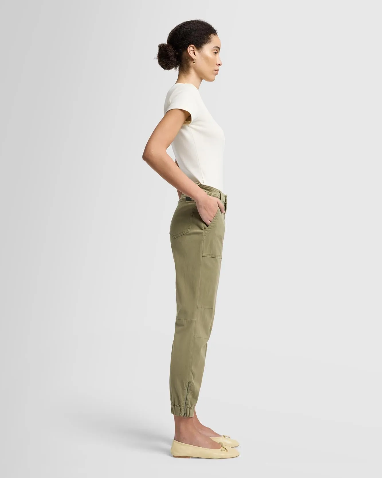 Darted Boyfriend Jogger in Sateen Army sold by 7 For All Mankind product image thumbnail 4