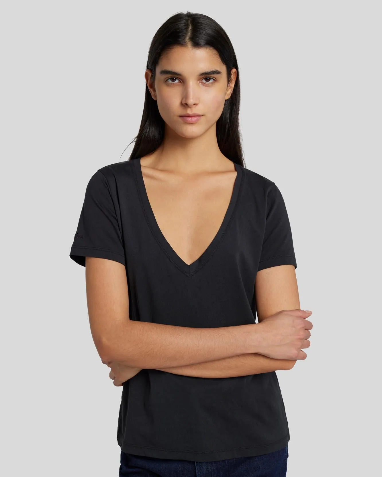 Pima Cotton Easy V-Neck Tee in Moonless Night sold by 7 For All Mankind