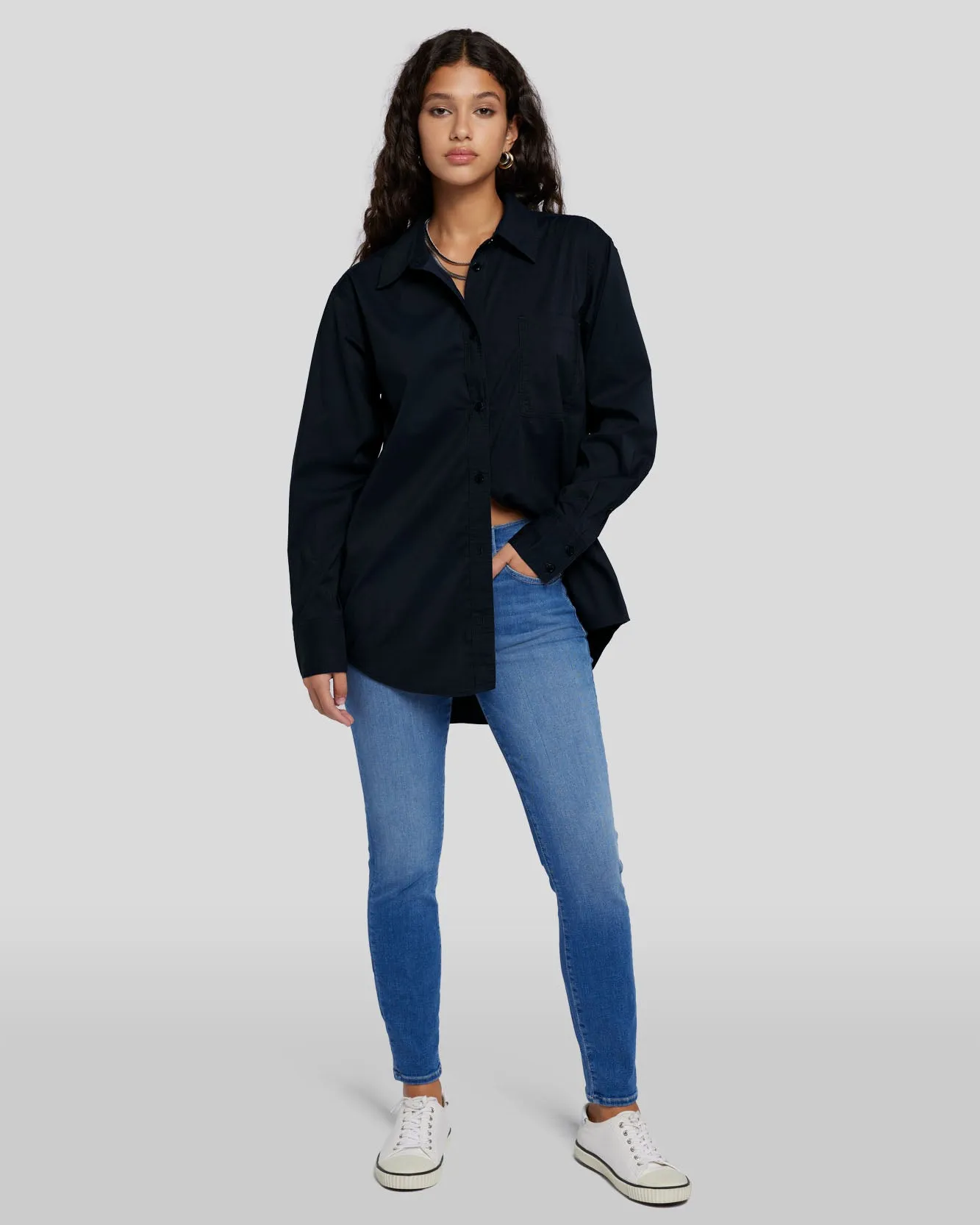 Poplin Button Down in Black sold by 7 For All Mankind product image thumbnail 5