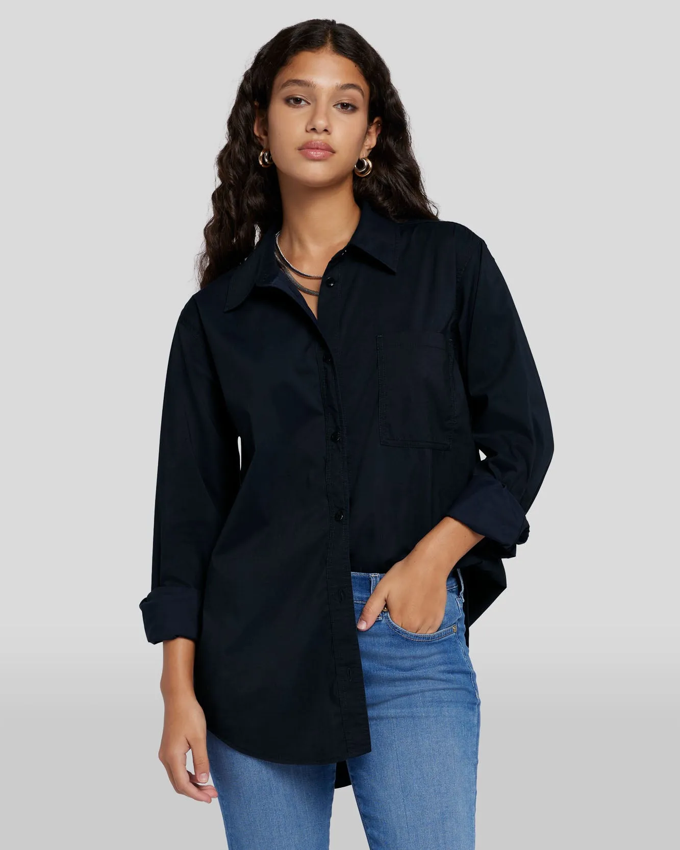 Poplin Button Down in Black sold by 7 For All Mankind product image thumbnail 2