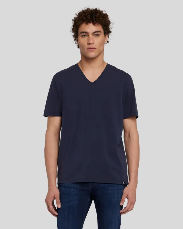 Luxe Performance V-Neck Tee in Navy sold by 7 For All Mankind
