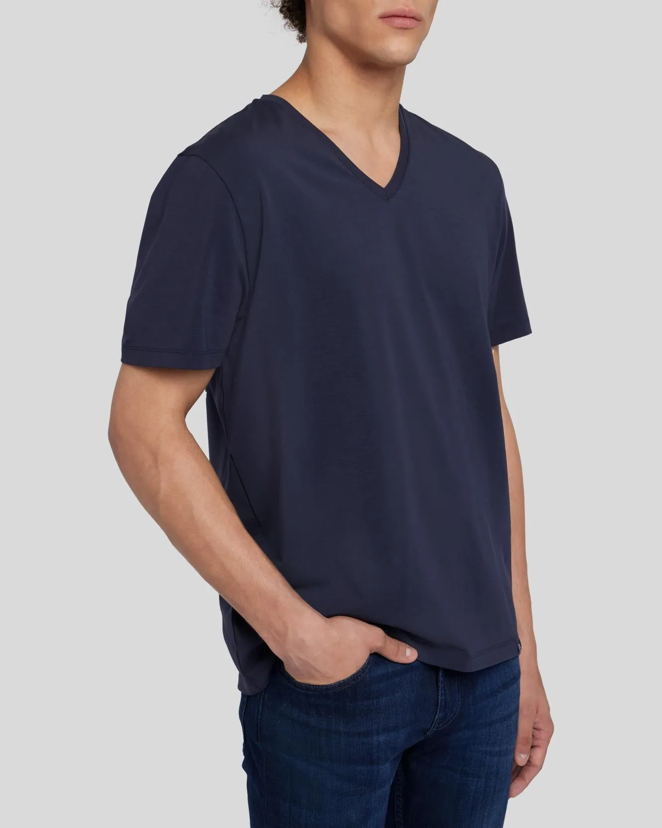 Luxe Performance V-Neck Tee in Navy sold by 7 For All Mankind product image thumbnail 5