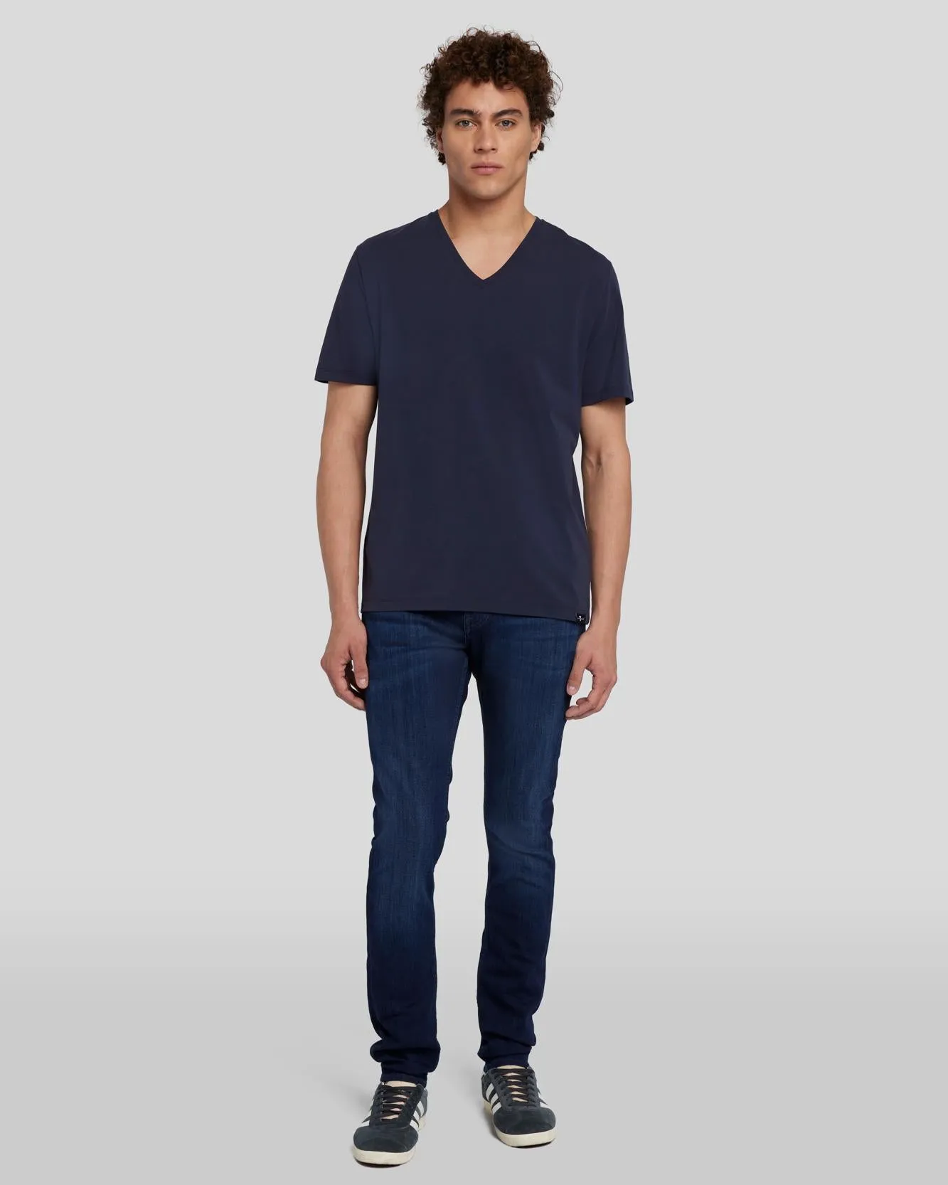 Luxe Performance V-Neck Tee in Navy sold by 7 For All Mankind product image thumbnail 2
