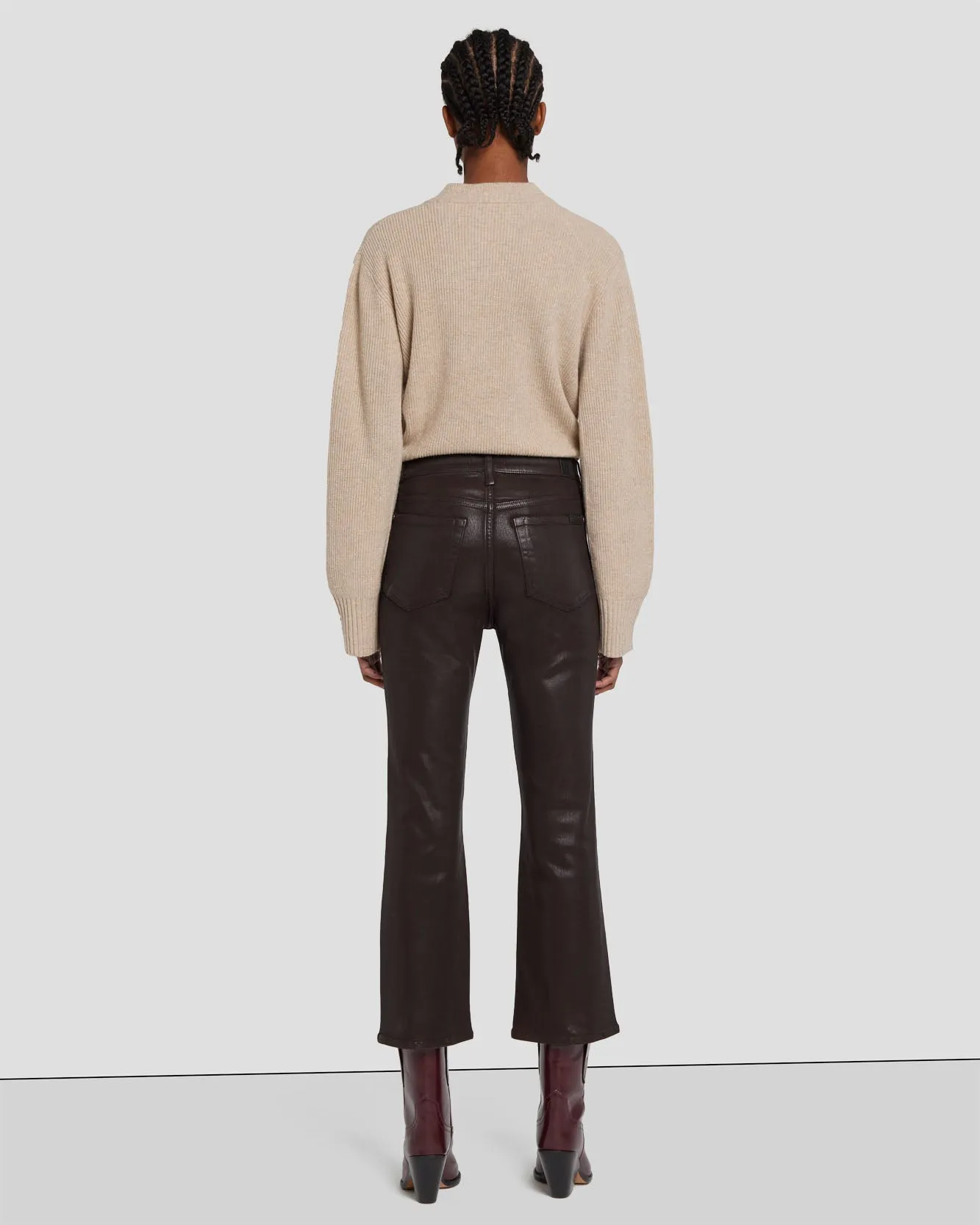 High Waist Slim Kick in Coated Chocolate sold by 7 For All Mankind product image thumbnail 4