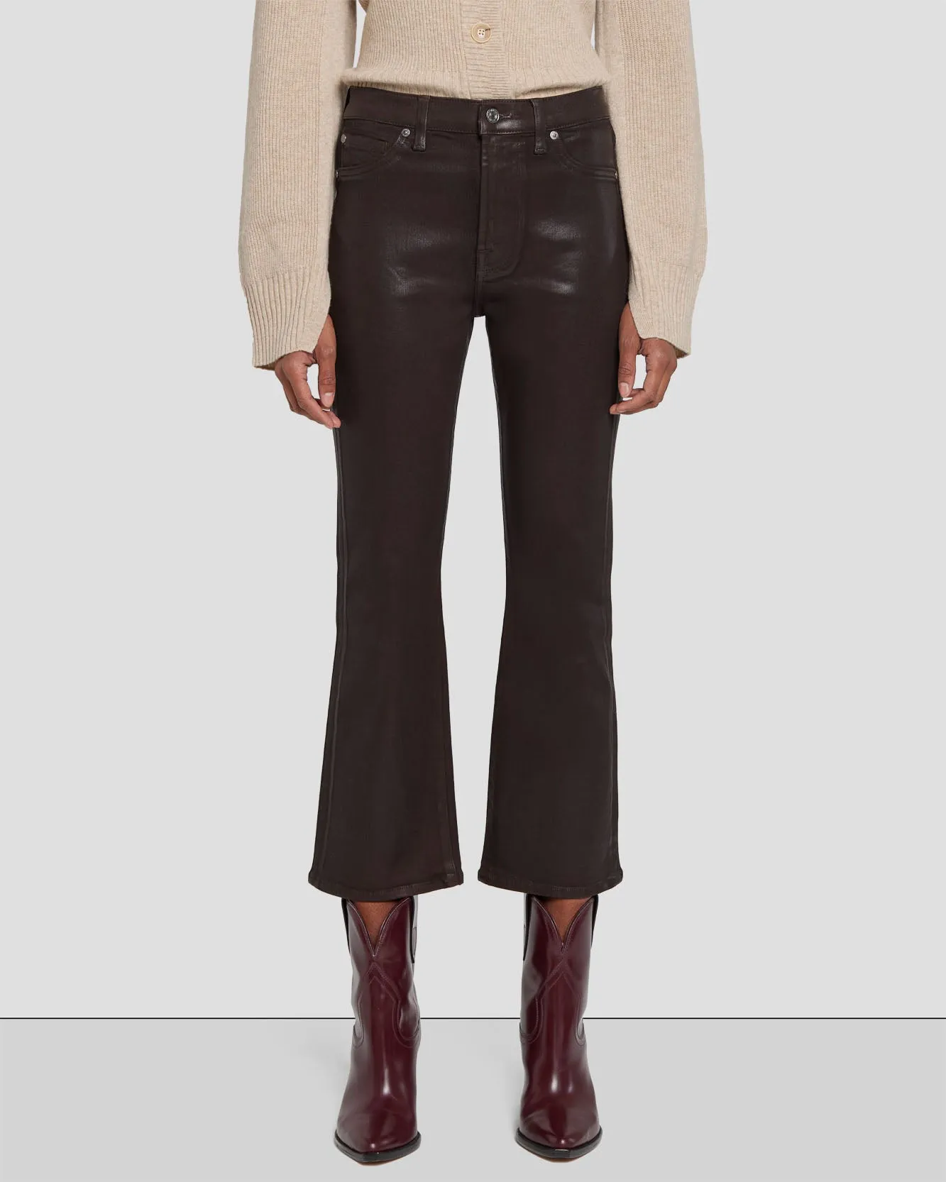 High Waist Slim Kick in Coated Chocolate sold by 7 For All Mankind product image thumbnail 2