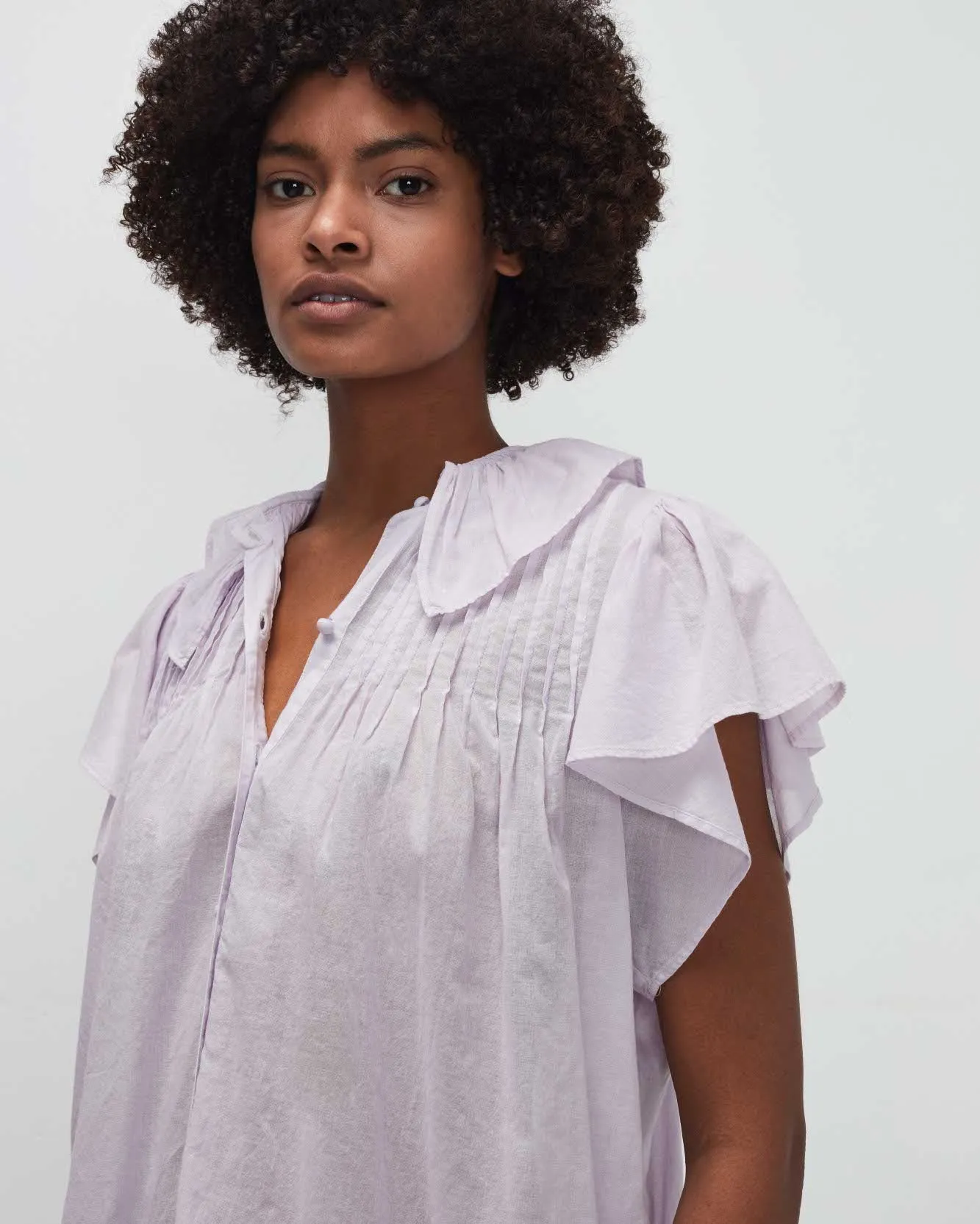 Peter Pan Collar Ruffle Top In Light Lilac sold by 7 For All Mankind product image thumbnail 3