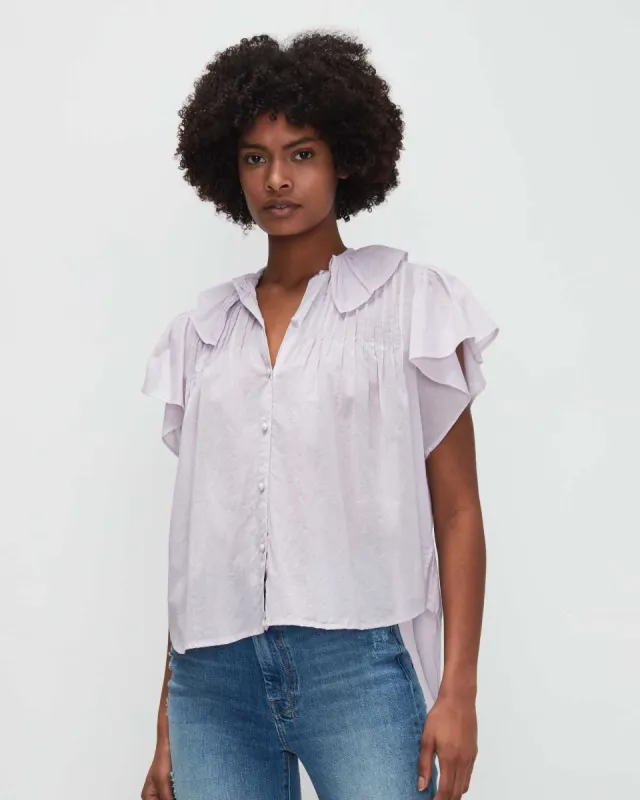 Peter Pan Collar Ruffle Top In Light Lilac sold by 7 For All Mankind
