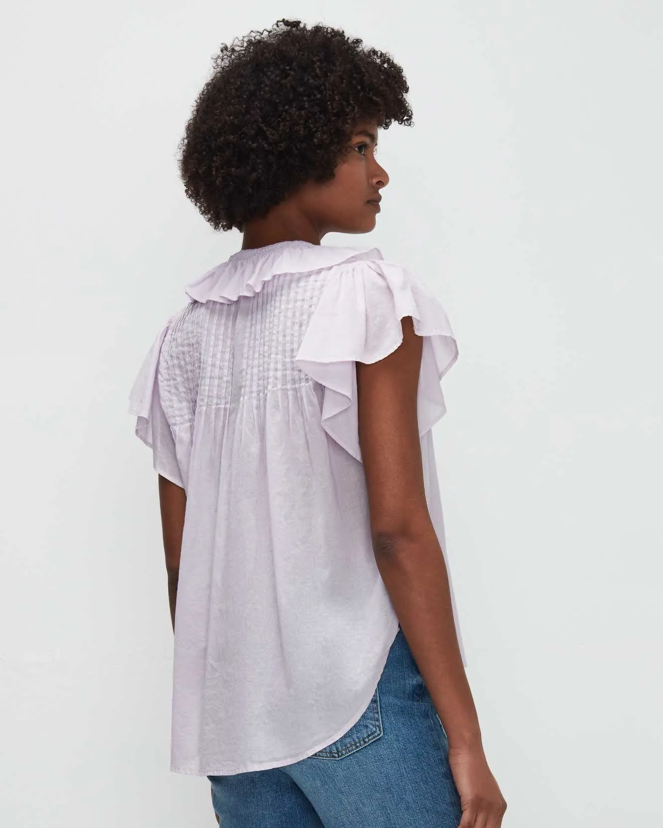 Peter Pan Collar Ruffle Top In Light Lilac sold by 7 For All Mankind product image thumbnail 4