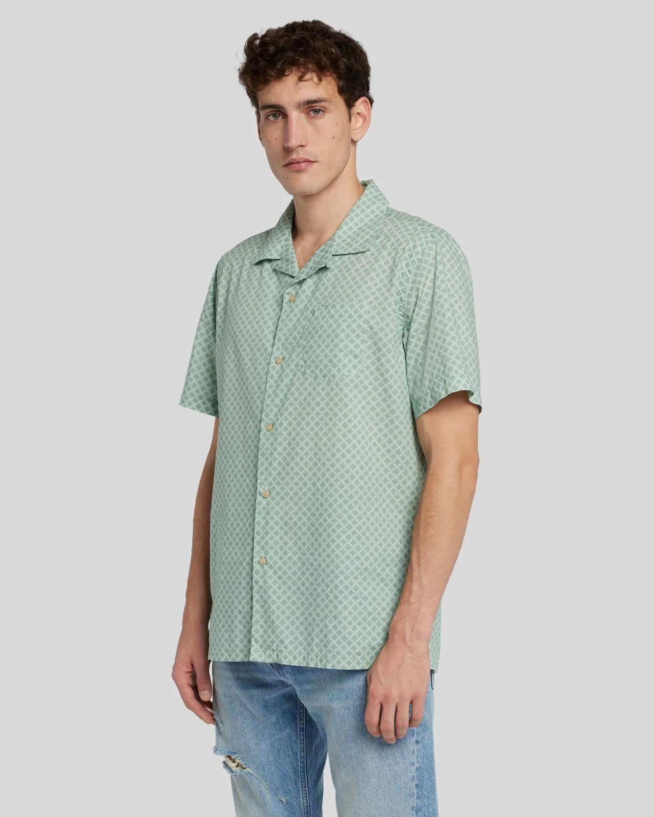 Camp Shirt in Celadon Print sold by 7 For All Mankind product image thumbnail 2