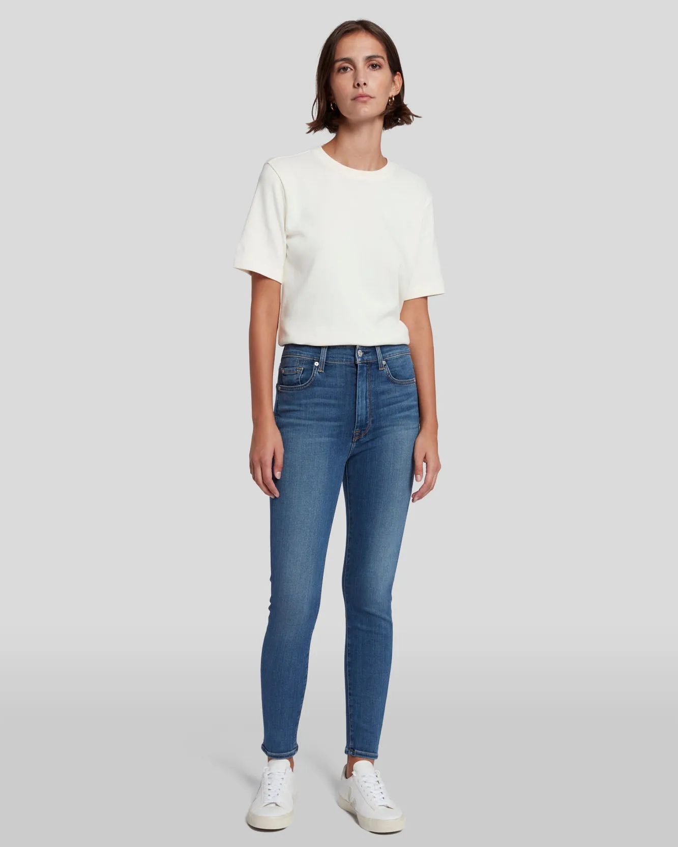 Slim Illusion High Waist Ankle Skinny in Love Story sold by 7 For All Mankind