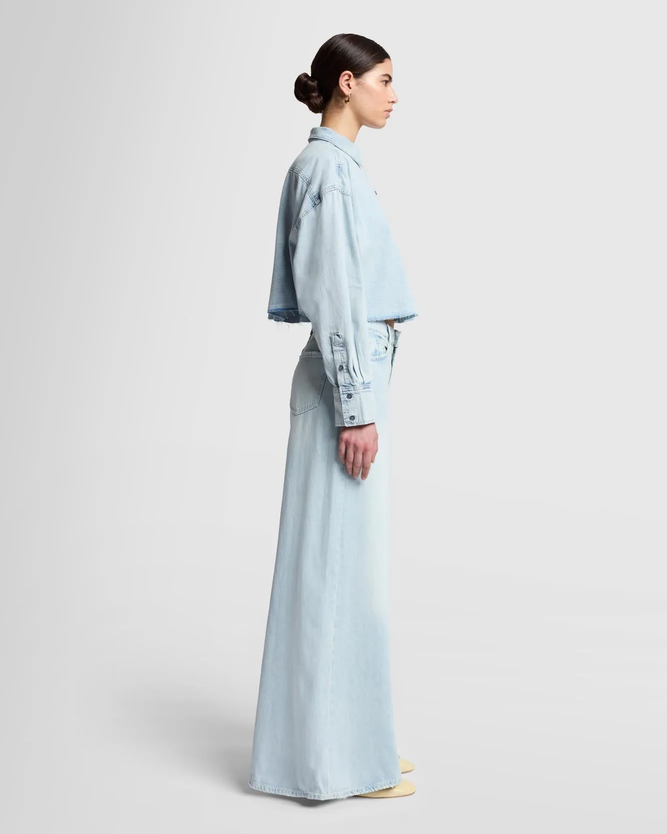 Cropped Denim Shirt in Clean Slate sold by 7 For All Mankind product image thumbnail 5