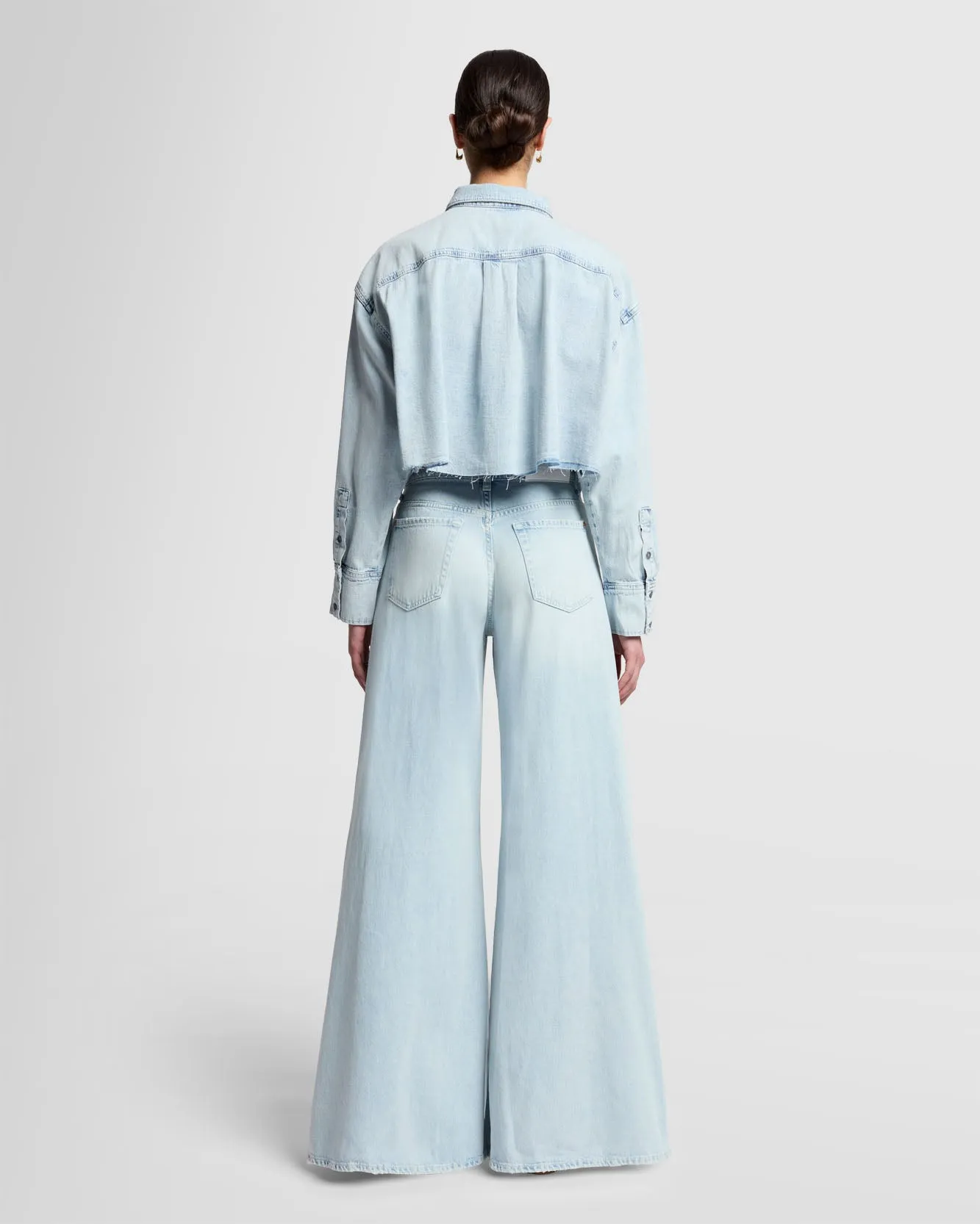 Cropped Denim Shirt in Clean Slate sold by 7 For All Mankind product image thumbnail 4