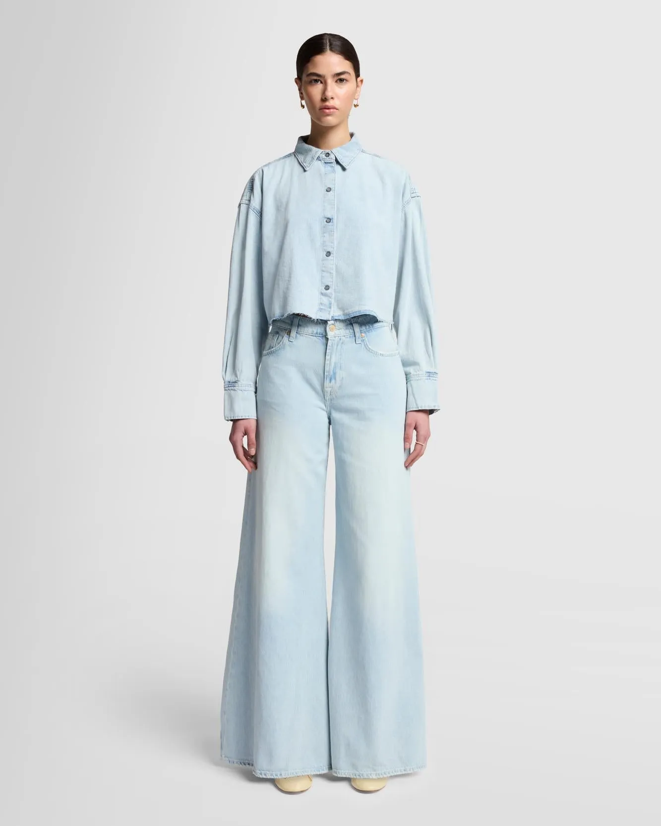 Cropped Denim Shirt in Clean Slate sold by 7 For All Mankind product image thumbnail 2