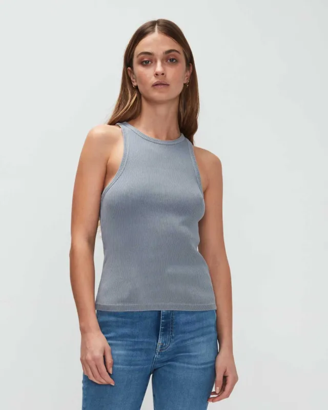 Racerback Tank In Soft Slate sold by 7 For All Mankind