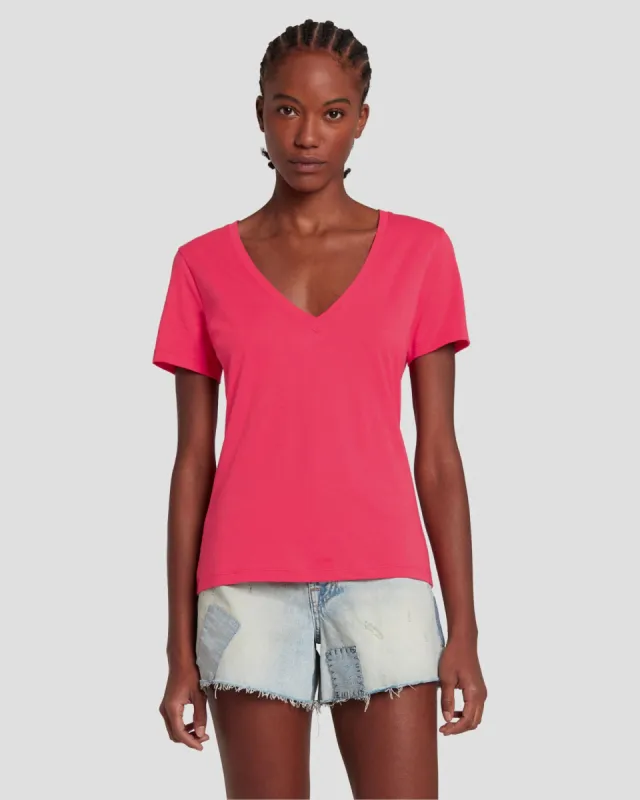 Easy V-Neck in Geranium sold by 7 For All Mankind