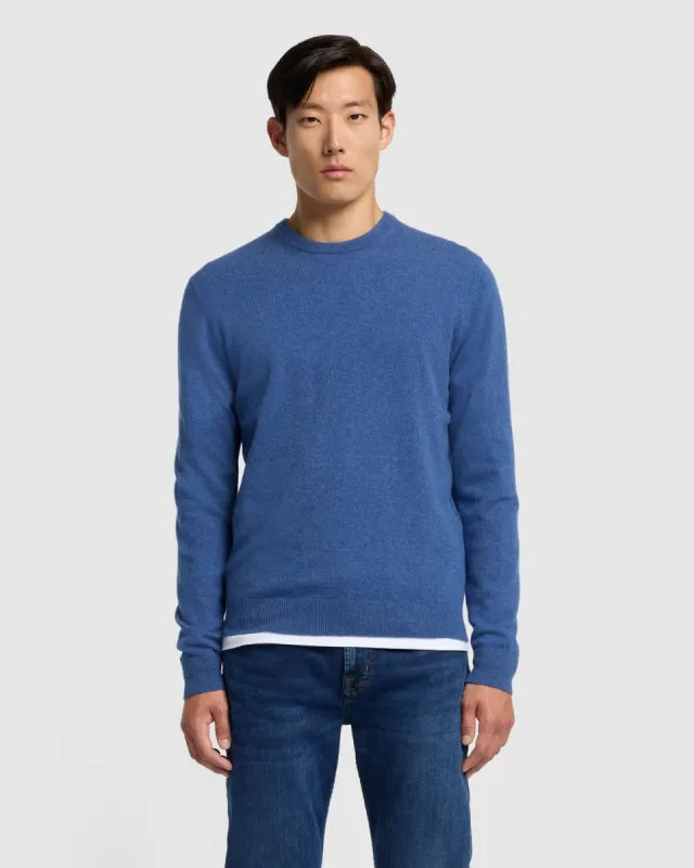 Cashmere Crew in Denim sold by 7 For All Mankind