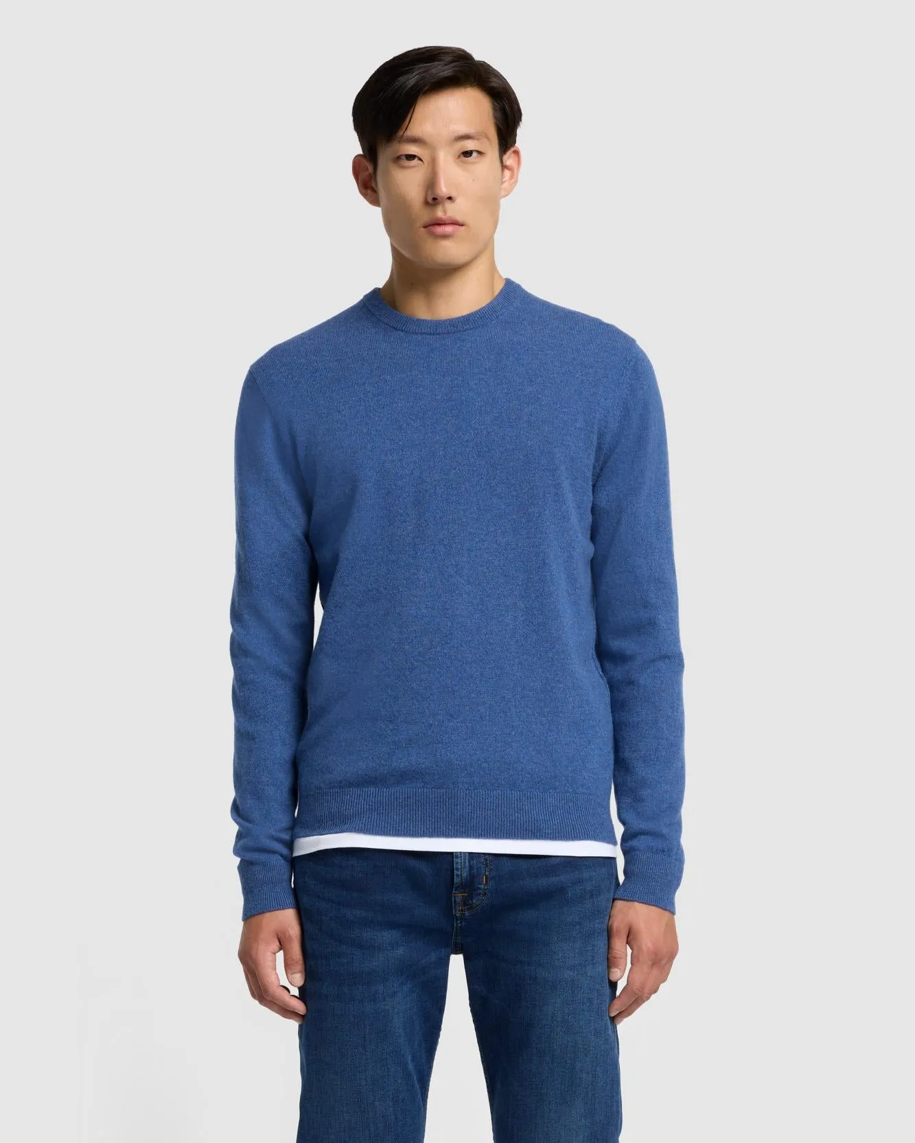 Cashmere Crew in Denim sold by 7 For All Mankind