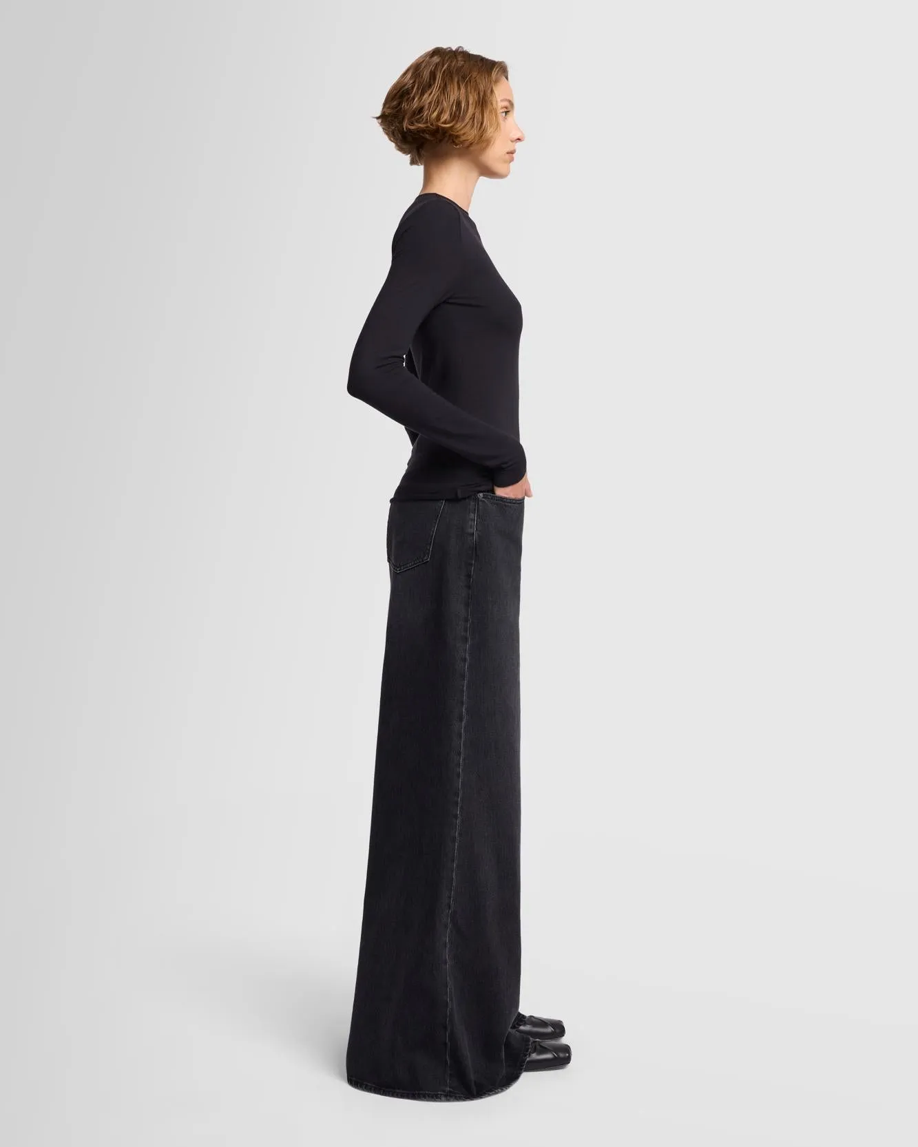 Long Sleeve High Neck Top in Black sold by 7 For All Mankind product image thumbnail 5