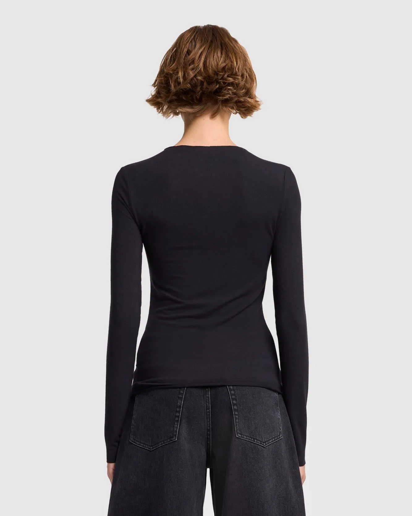 Long Sleeve High Neck Top in Black sold by 7 For All Mankind product image thumbnail 4