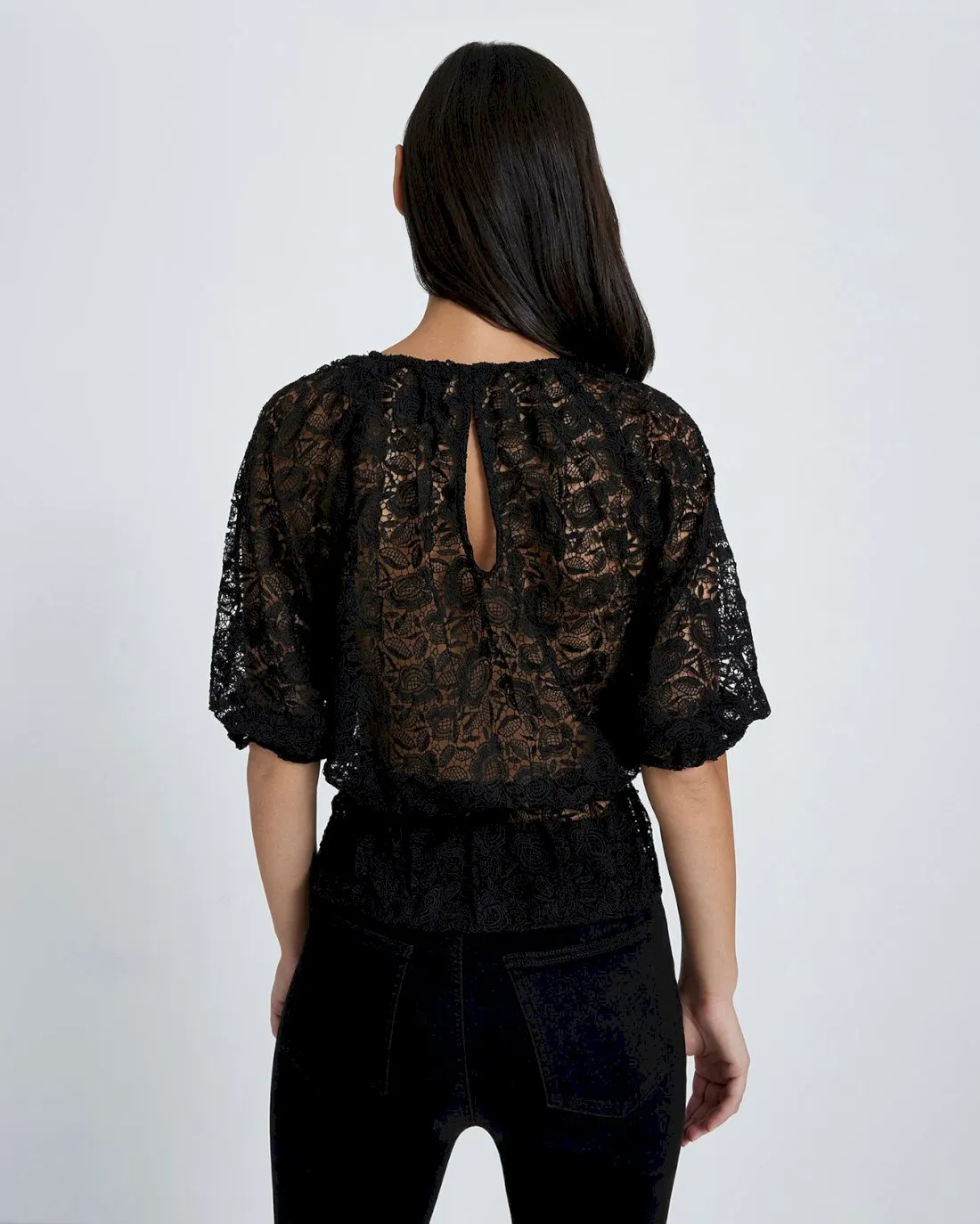 Soft Volume Lace Top In Black sold by 7 For All Mankind product image thumbnail 4