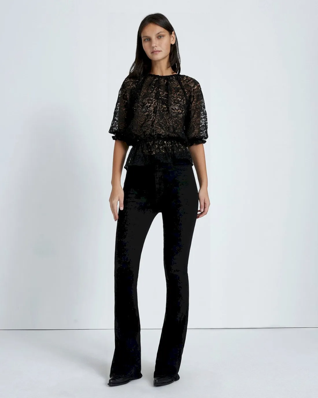 Soft Volume Lace Top In Black sold by 7 For All Mankind product image thumbnail 2