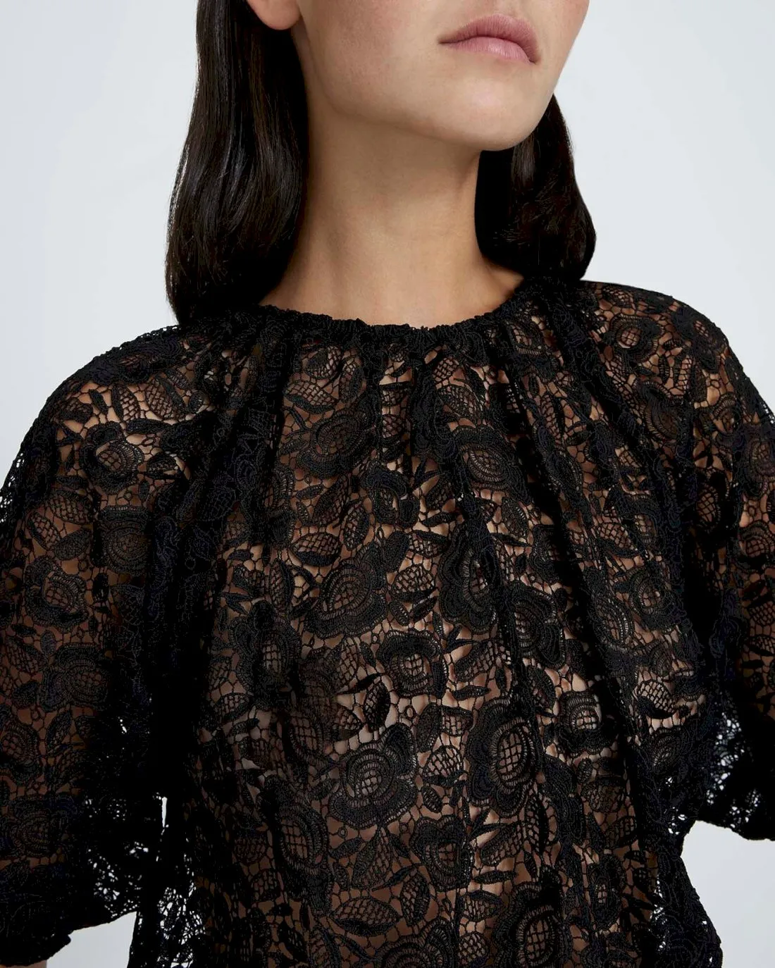 Soft Volume Lace Top In Black sold by 7 For All Mankind product image thumbnail 3