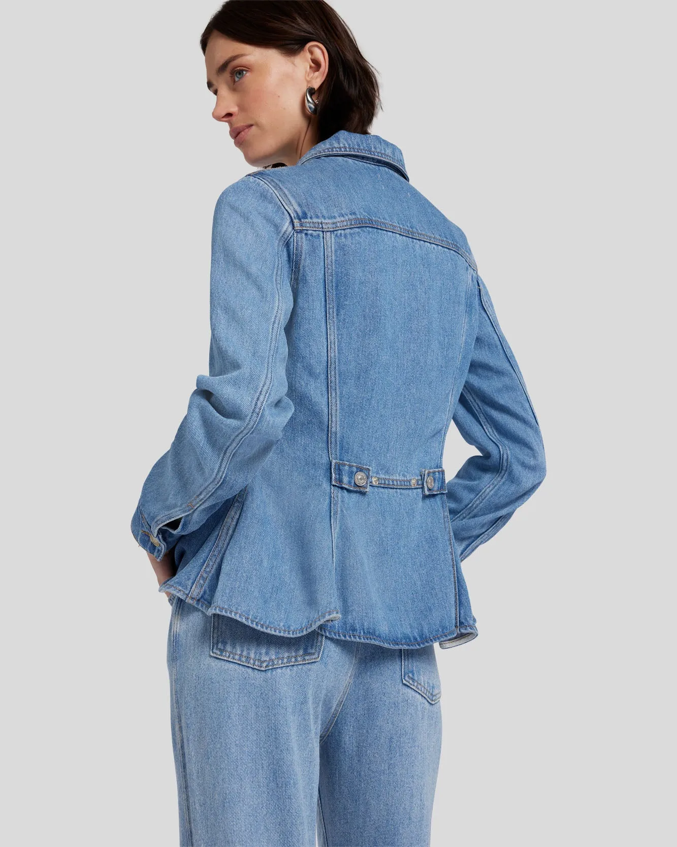 Denim Lustre Flounce Trucker Jacket in Valentine sold by 7 For All Mankind product image thumbnail 3