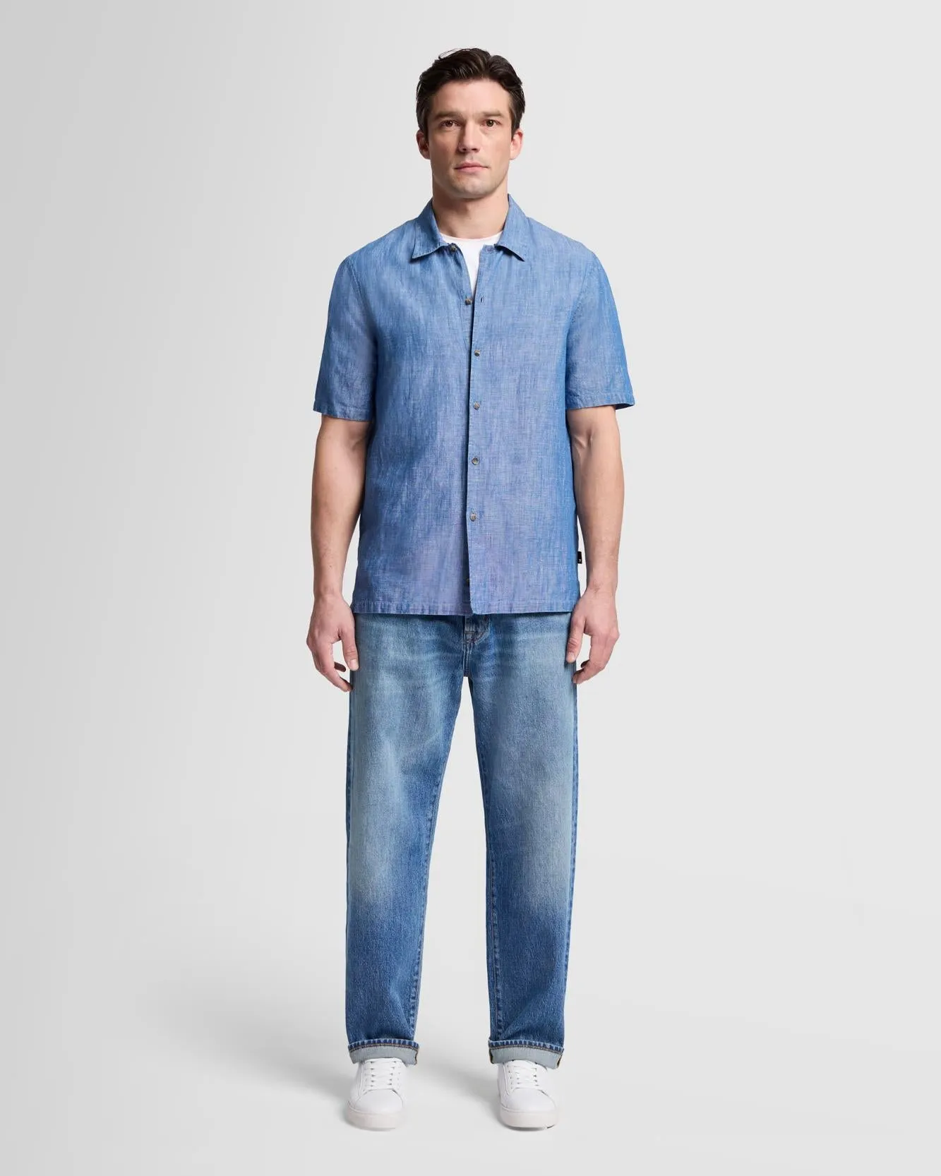 Chambray Camp Shirt in Bleached Indigo sold by 7 For All Mankind product image thumbnail 2