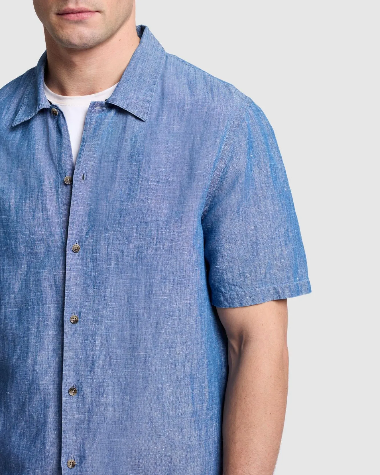 Chambray Camp Shirt in Bleached Indigo sold by 7 For All Mankind product image thumbnail 3