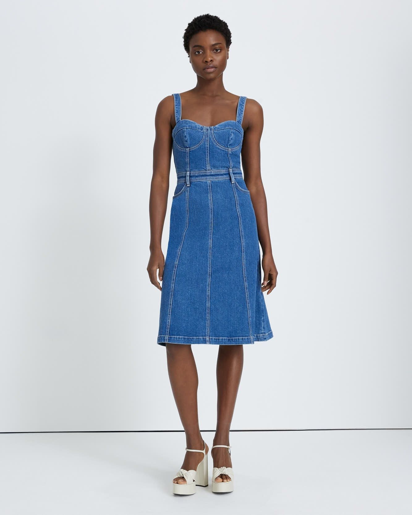 Beauty Denim Bustier Dress in Diana sold by 7 For All Mankind