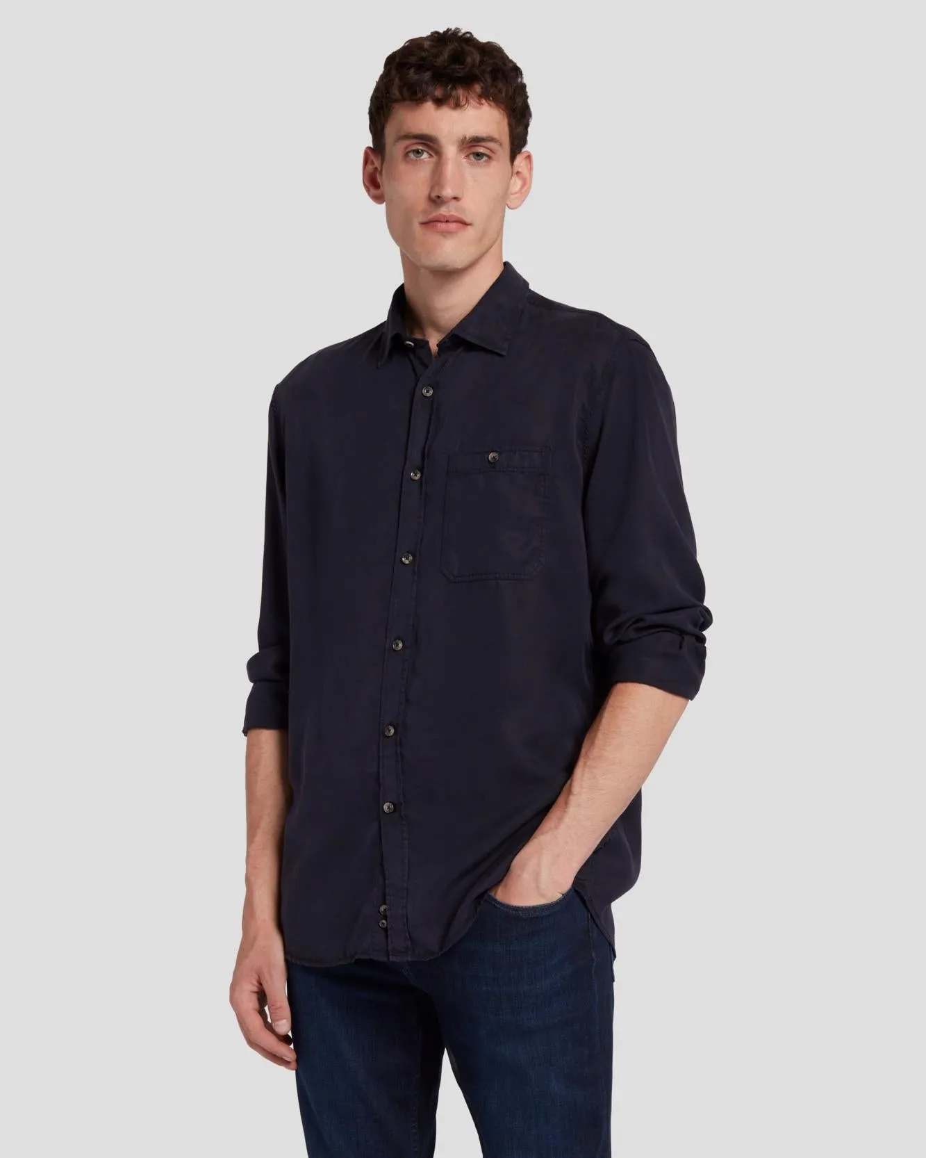 Tencel Shirt in Navy sold by 7 For All Mankind product image thumbnail 2