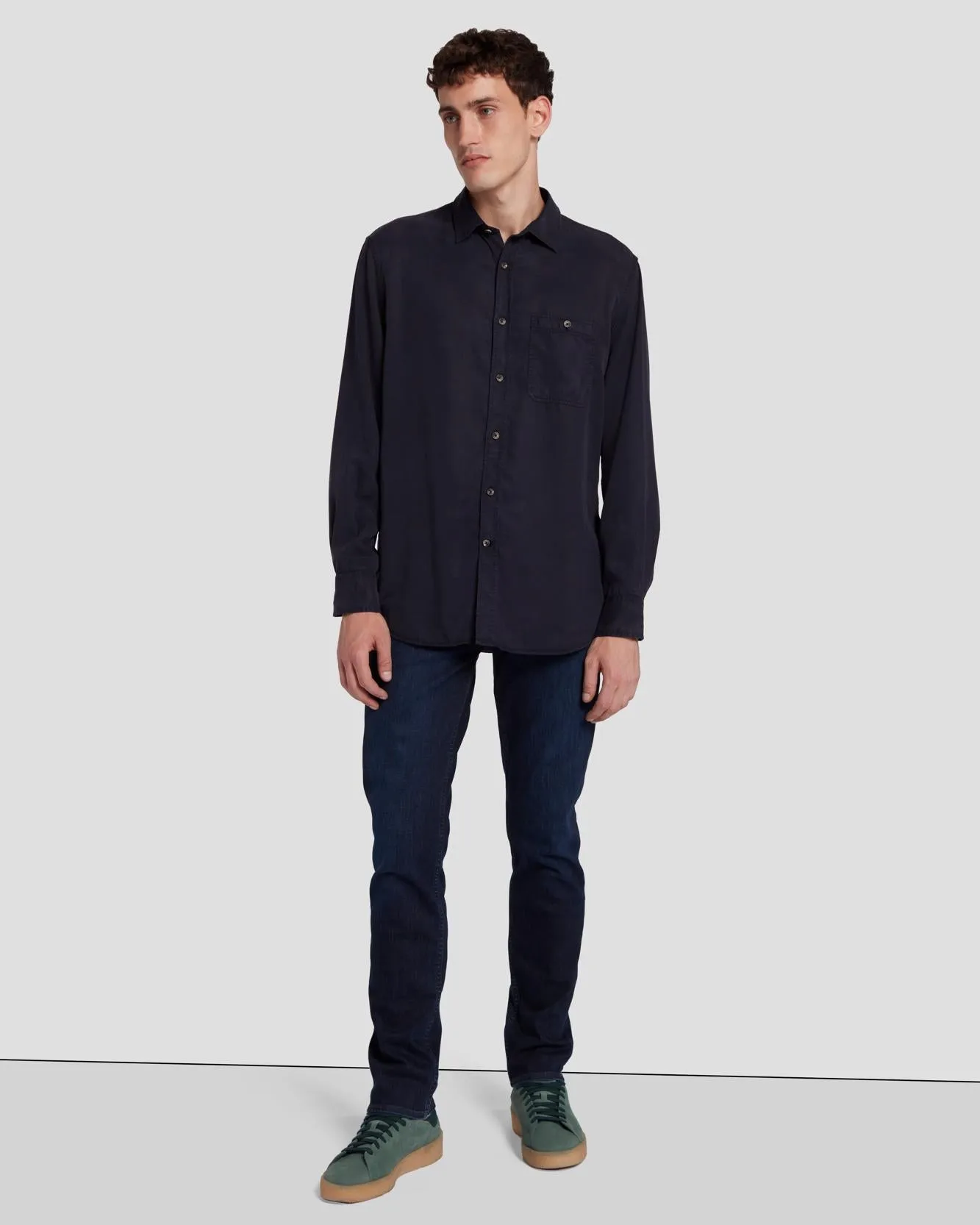 Tencel Shirt in Navy sold by 7 For All Mankind product image thumbnail 3
