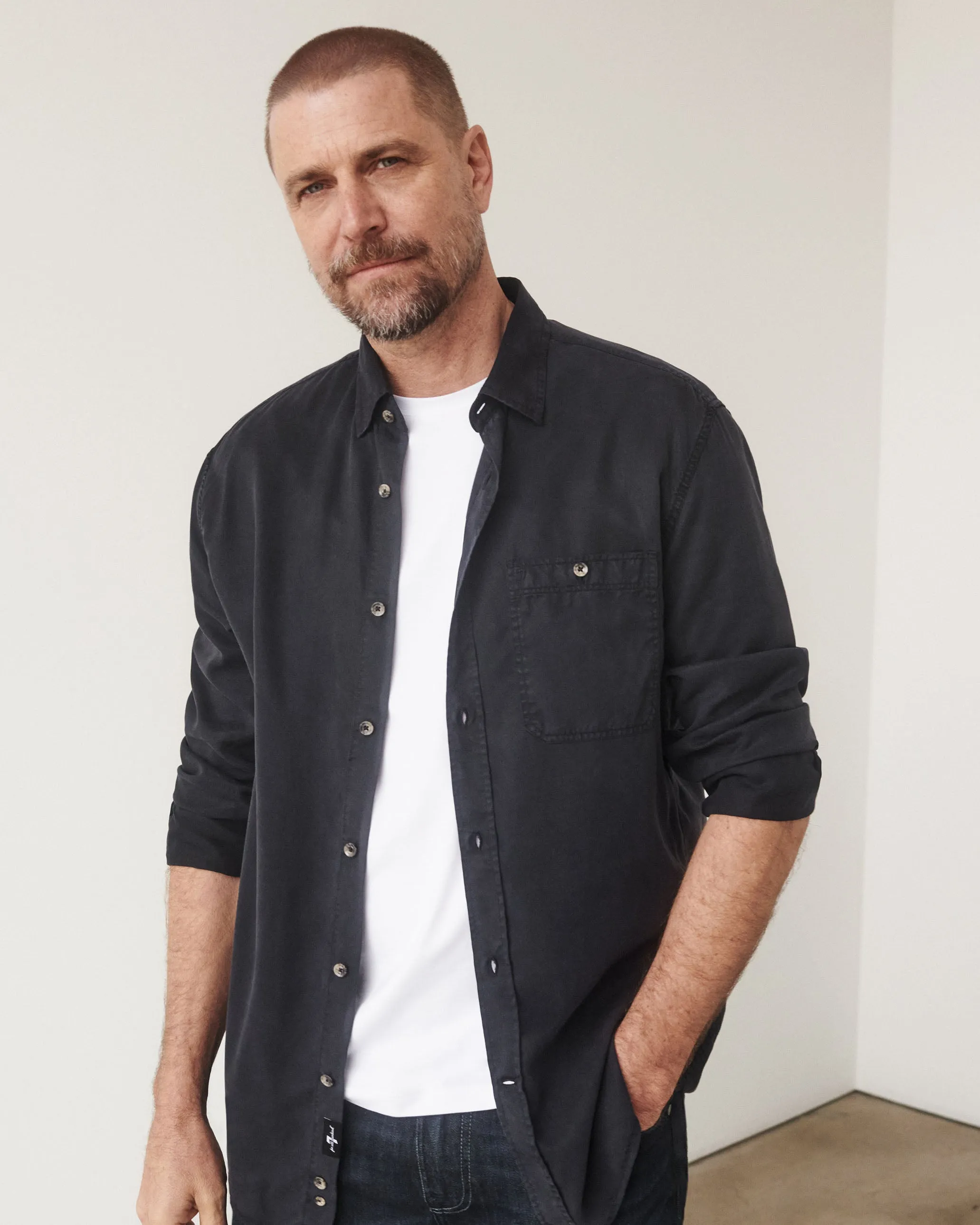 Tencel Shirt in Navy sold by 7 For All Mankind