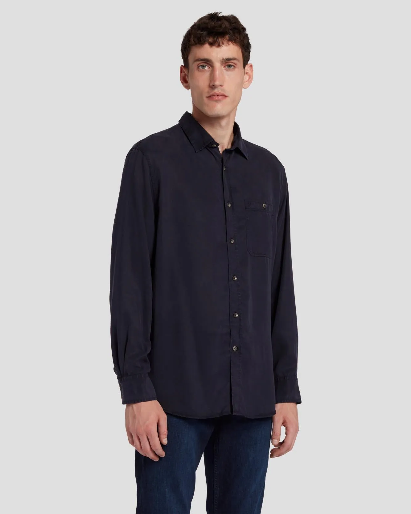 Tencel Shirt in Navy sold by 7 For All Mankind product image thumbnail 4
