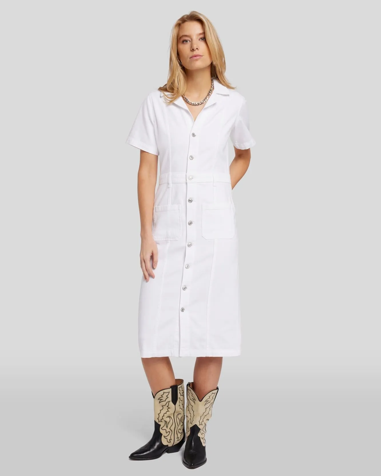 Luxe Vintage Patch Pocket Dress in Love Again sold by 7 For All Mankind product image thumbnail 2