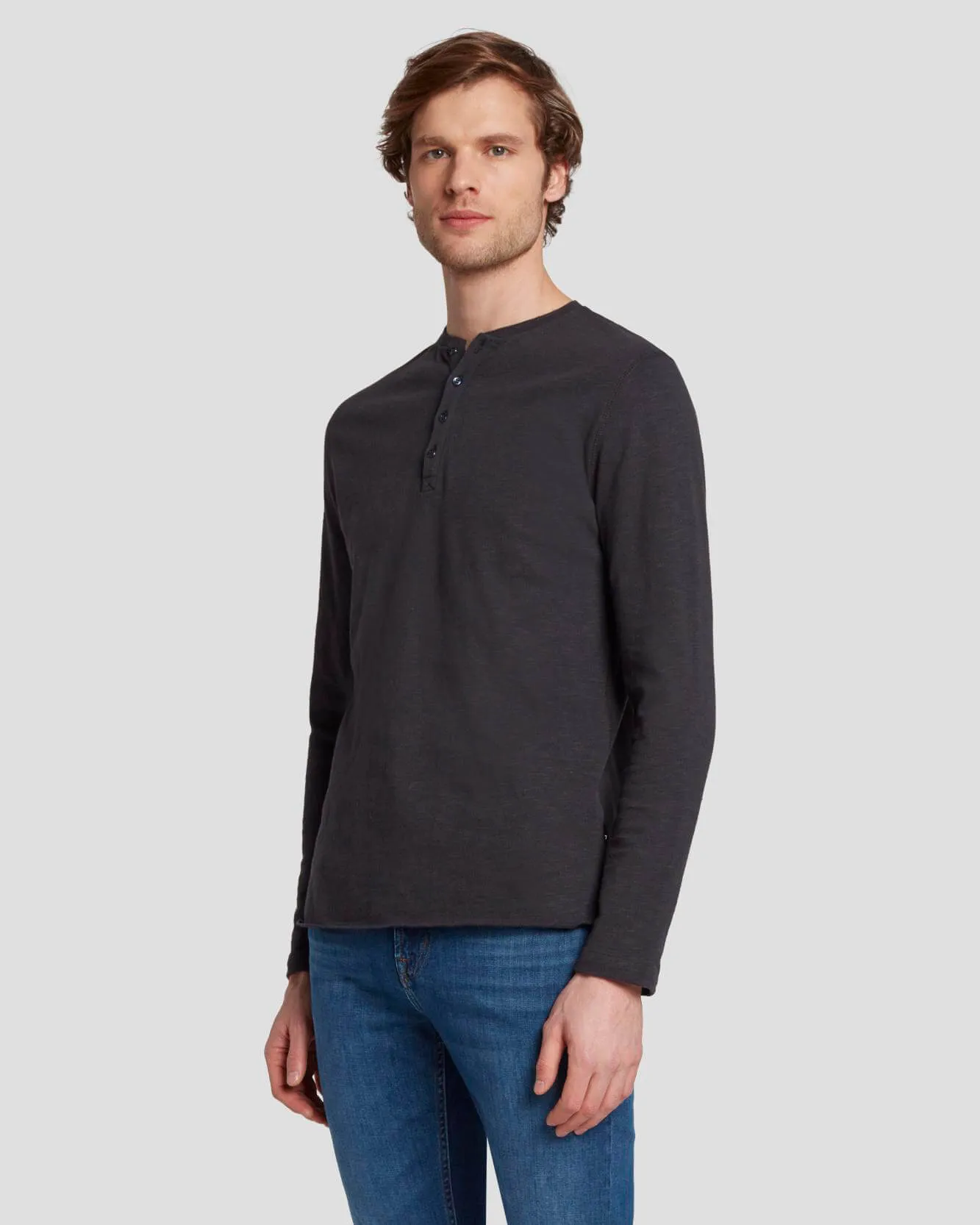 Long Sleeve Henley in Naval Blue sold by 7 For All Mankind