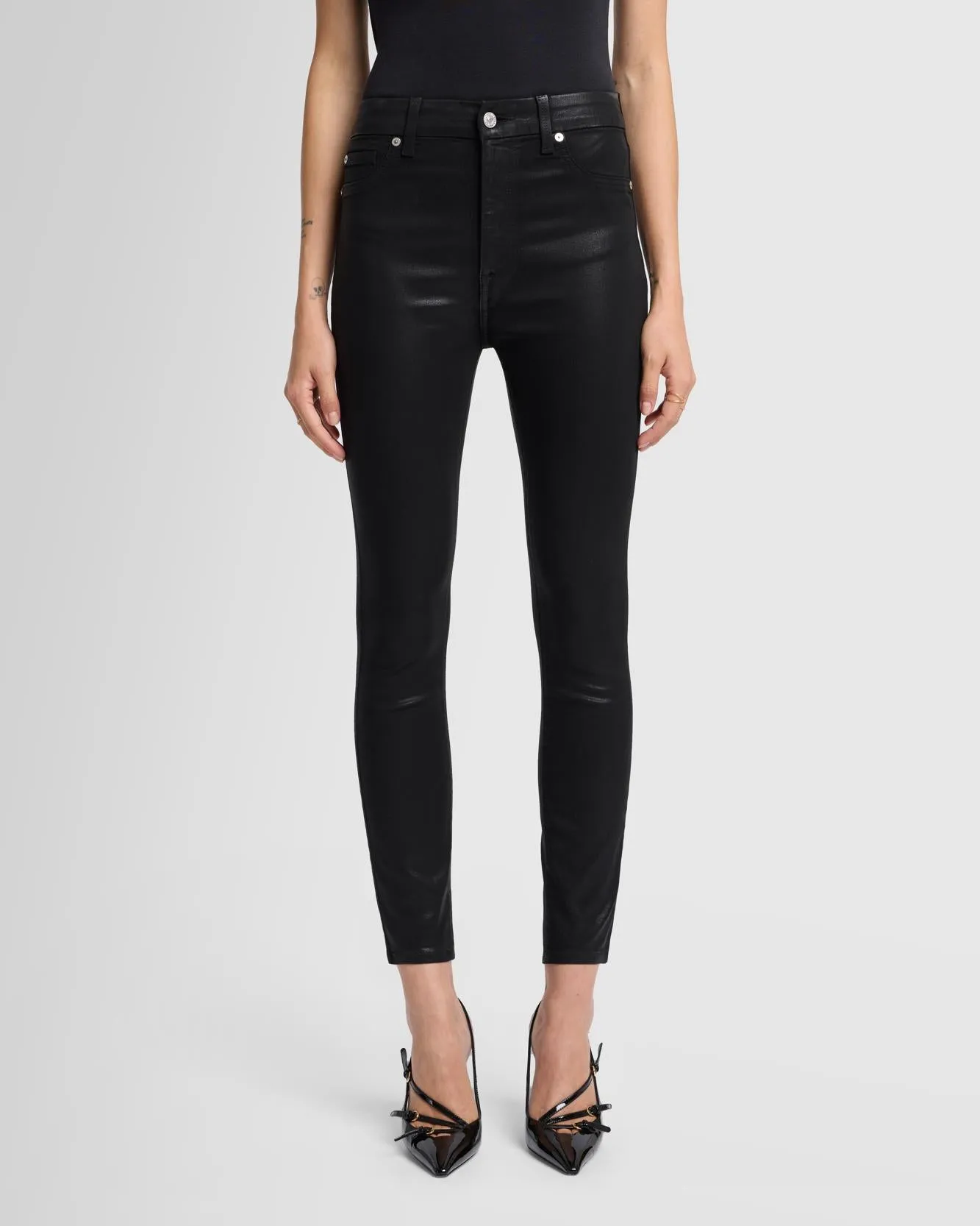 B(air) High Waist Ankle Skinny in Coated Black sold by 7 For All Mankind product image thumbnail 2