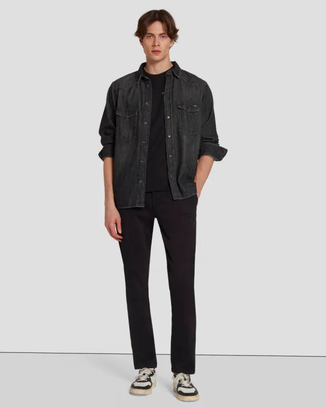 Luxe Performance Slimmy Tapered Chino in Black sold by 7 For All Mankind