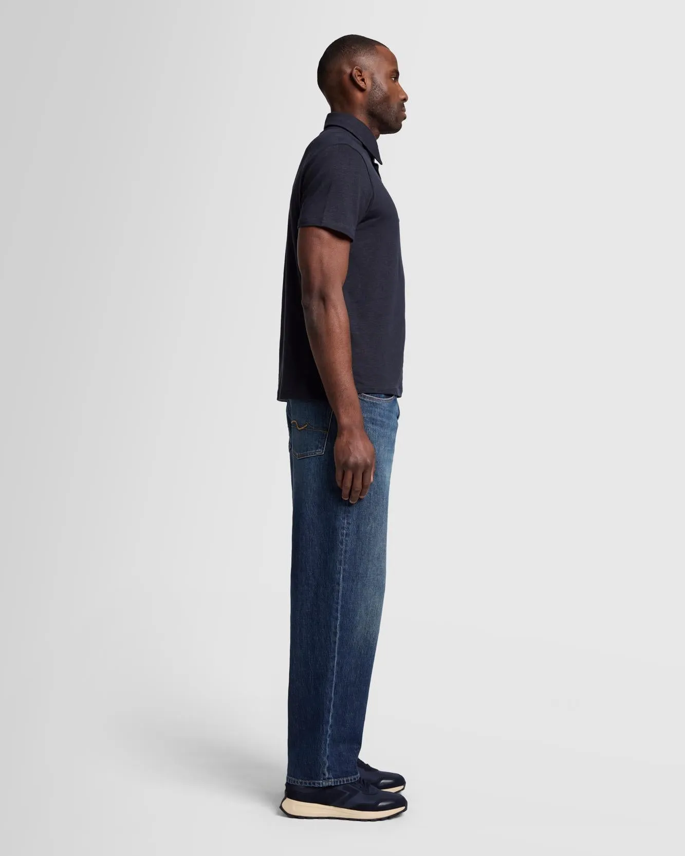 Linen Blend Polo in Ocean Floor sold by 7 For All Mankind product image thumbnail 5